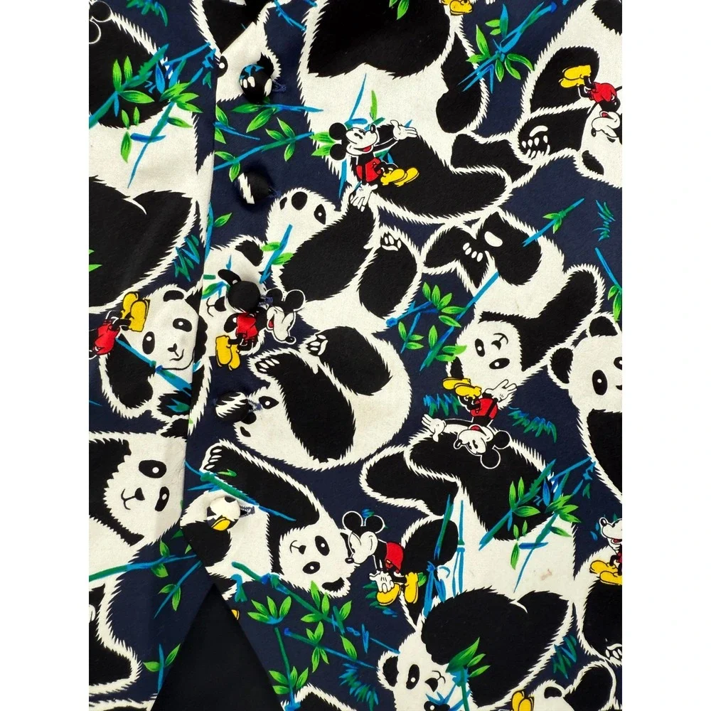 Vintage Mickey Inc Disney‎ 100% Silk Vest Black Men's Large Mickey Mouse